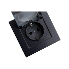 Розетка 2P+Е Universal Афина 16А с крышкой графит А0029-Gr
