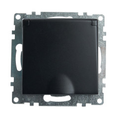 Розетка 2P+Е Катрин черный крышка,с защитной шторкой GLS16-7112-05