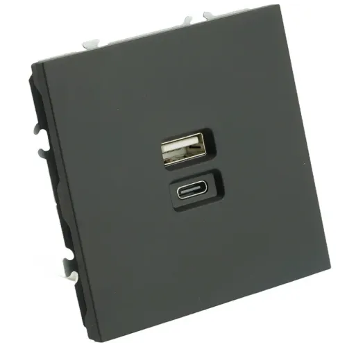Розетка PC+Type A+C 20W ЭМИЛИ черный RST10-5115-05