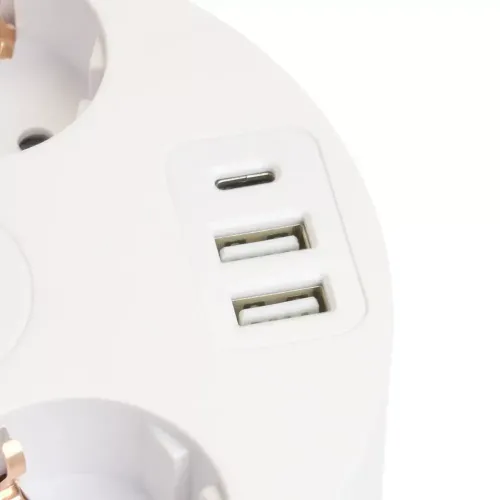 Удлинитель 5-мест. 2USB+С белый 2.5м STEKKER Comfort 49591