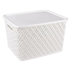 Корзина для хранения Плетенка 355х180х305мм белая с крышкой (226506)