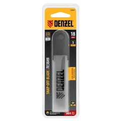 Лезвия сменные DENZEL 18мм, сталь SK4 - 0,5 мм, супер острые 5 штук (79306)