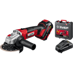 Акк Машина углошлифовальная ЗУБР УШМ-18-125-41, 18В, 1 АКБ (4Ач), в кейсе