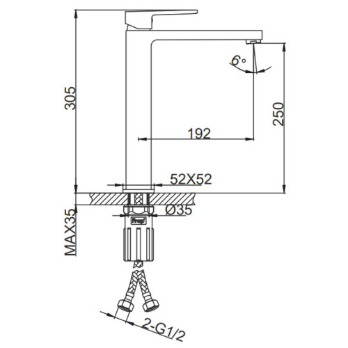 Смеситель для умывальника FRAP F1091-26 высокий, чёрный