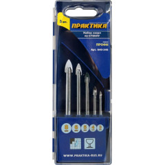 Набор сверл по стеклу и керамике ПРАКТИКА 5 шт (640-346)