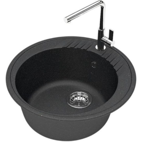 Мойка комп. глянц. MARRBAXX круглая Z6/Q4 515х213мм, черная, сифон