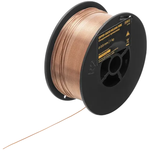 Проволока сварочная омедн. DENZEL 0,8мм 1,0кг (ER70S-6) (97540)