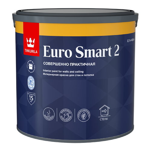 Краска в/д Тиккурила EURO SMART-2 Интерьерная  2,7 л