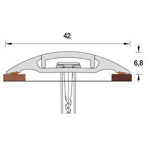 Порог с кабель-каналом 42мм 1,6 Дуб темный ПВХ (ПМК42-1,6 217 ИДЕАЛ)