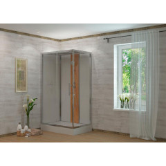 Душевая кабина EVA GOLD 80х120х215см низ. поддон, белое заднее стекло, хром. профиль, БАМБУК 1806 L/R-S (4кор.)