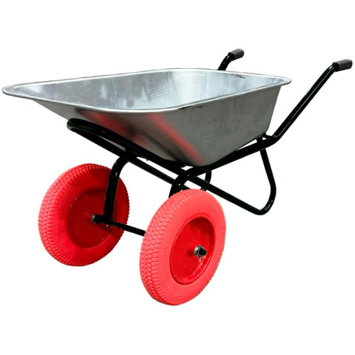 Тачка садово-строительная 110л/220кг 2 полиуретановых колеса, черная