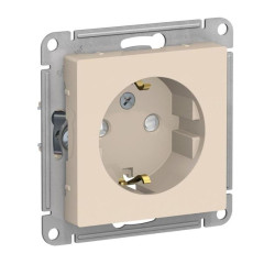 Розетка 2P+Е AtlasDesign бежевый со шторками SchE ATN000245