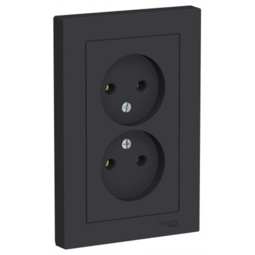 Розетка 2-ая 2P AtlasDesign в сборе карбон SchE ATN001020