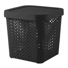 Корзина Plast team Black плетеная с крышкой 20л (498633)