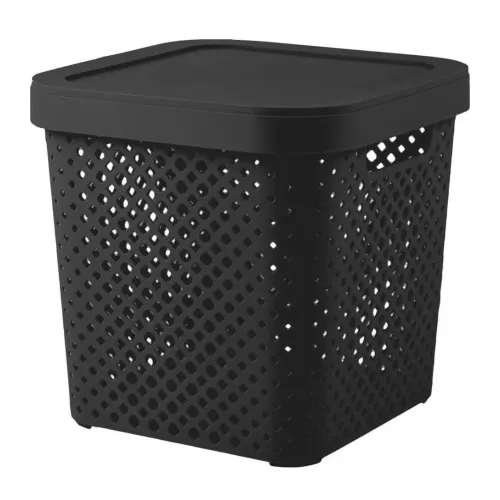 Корзина Plast team Black плетеная с крышкой 20л (498633)