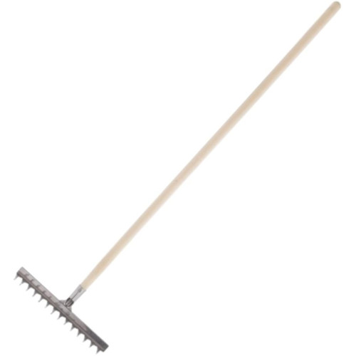 Грабли СИБРТЕХ нержавеющая сталь, деревянный черенок 12 витых зубьев (61754)