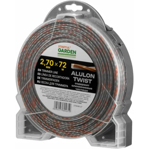 Леска для триммера STARTUL GARDEN ALULON TWIST ф 2,7 мм х 72 м витой квадрат (ST6046-27)
