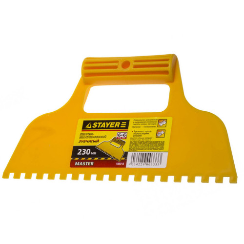 Шпатель STAYER зубчатый 230 мм/6мм (1022-6)