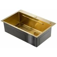 Мойка нерж. врезная GAPPO 72х46х21,5 см тол. 3 мм, золотая (сифон, коландер) GS7246-3