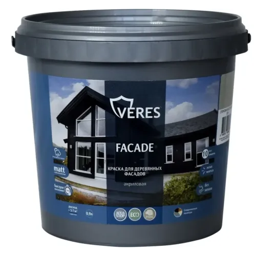 Краска Veres Facade для деревянных фасадов акриловая Слоновая кость 0,9 л