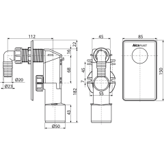 Минисифон для стиральной машины под штукатурку ALCADRAIN APS4/M0409