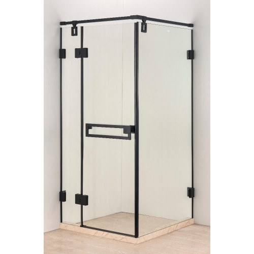 Душевое ограждение ДАНА 100х100х190см чёрный профиль (без поддона), прозрачное стекло 8мм 1029