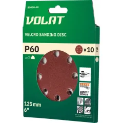 Круг шлиф. ВОЛАТ перф. 125мм, Р 60, 10шт (80010-60)