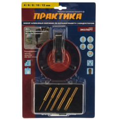 Набор коронок ПРАКТИКА алмазных с кондуктором, 5шт (034-687)