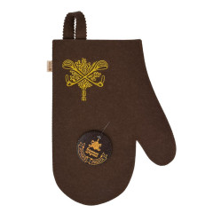 Рукавица для бани Коричневая с вышитым логотипом 
