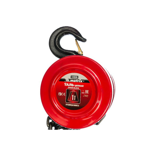 Таль цепная MATRIX 1т, h подъема 2,5м, расстояние между крюками 300мм (519335)
