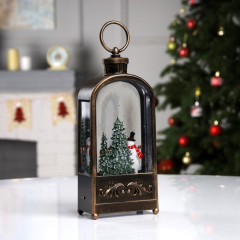 Фонарь новогодний Luazon Lighting Снеговик с елкой свечение теплое белое (9591302)