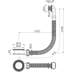 Слив-перелив для умывальника ALCAPLAST A328CR