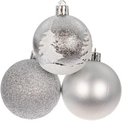 Шары новогодние набор 24шт 6см, серебро (SYQB3-0123085)