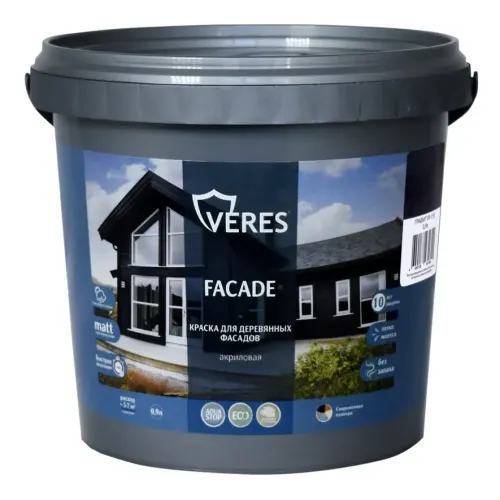 Краска Veres Facade для деревянных фасадов акриловая Графит 0,9 Л