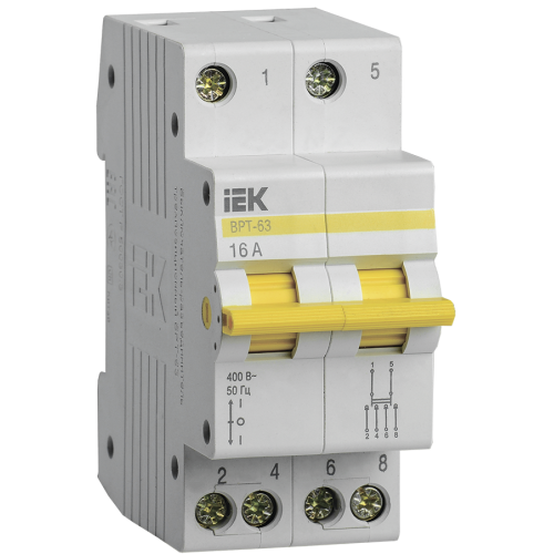 Выключатель-разъединитель трехпозиционный ВРТ-63 2Р 16А IEK MPR10-2-016 (1233252)