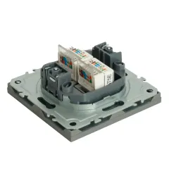 Розетка PC+PC ЭМИЛИ платиново-серый RST00-5111-10