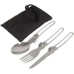 Набор столовых приборов походный, нержавеющая сталь, ложка 162х38 мм, вилка 160х24 мм, нож 165х11 мм