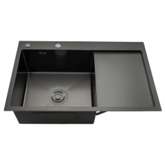 Мойка нерж. врезная GAPPO 78х50х21,5 см тол. 3 мм, чёрная, левая (сифон, коландер) GS7850-6L