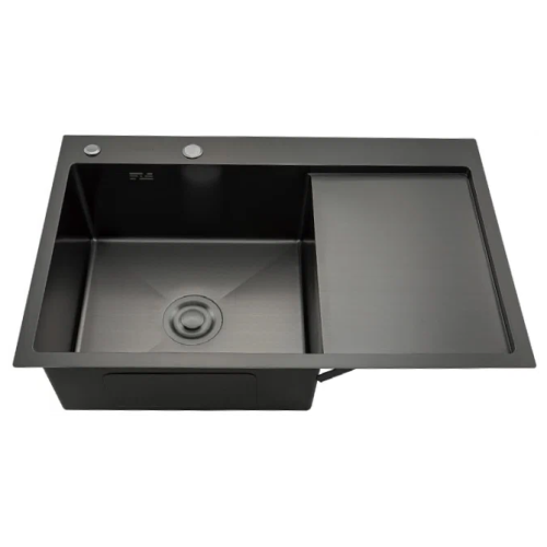 Мойка нерж. врезная GAPPO 78х50х21,5 см тол. 3 мм, чёрная, левая (сифон, коландер) GS7850-6L