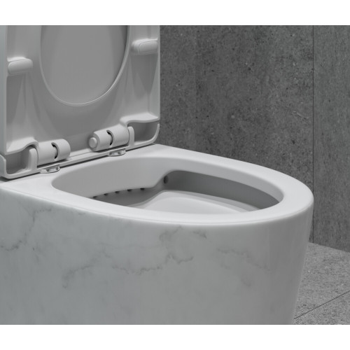 Унитаз-монолит EVA GOLD SM9609 сиденье ДП, МРАМОР безободковый, с гофрой и гибкой подводкой