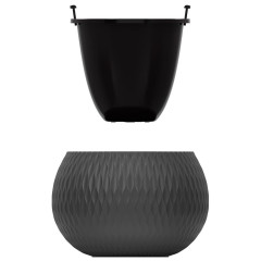 Горшок для цветов Жемчужина 16л со вставкой 7л графит М 8917 (276886)