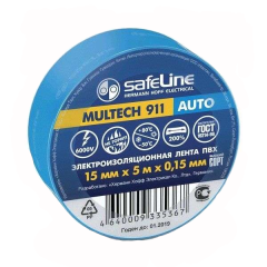 Изолента ПВХ 15мм х 5м синяя Auto SAFELINE (630898)