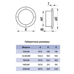 Анемостат приточно-вытяжной окрашенный металл 15DUM