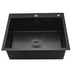 Мойка нерж. врезная GAPPO 60х50х21,5 см тол. 3 мм, чёрная (сифон, коландер) GS6050-6
