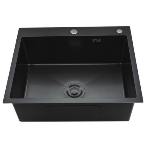 Мойка нерж. врезная GAPPO 60х50х21,5 см тол. 3 мм, чёрная (сифон, коландер) GS6050-6