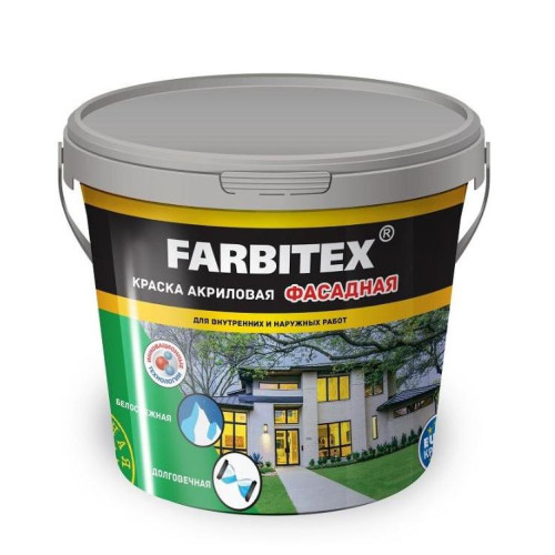 Краска в/д FARBITEX акрил. Фасадная 6кг