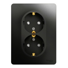 Розетка 2-ая 2P+E GLOSSA антрацит шторки GSL000726