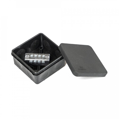 Коробка распред. 80х80х40мм IP55 с гермоввод черная Промрукав