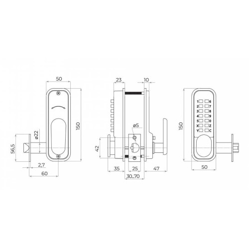 Замок накладной кодовый RIM-200 code BL черный (57325) (AJAX)