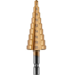 Сверло по мет. ступенчатое ВОЛАТ HSS TIN 4-20 мм (87020-20)